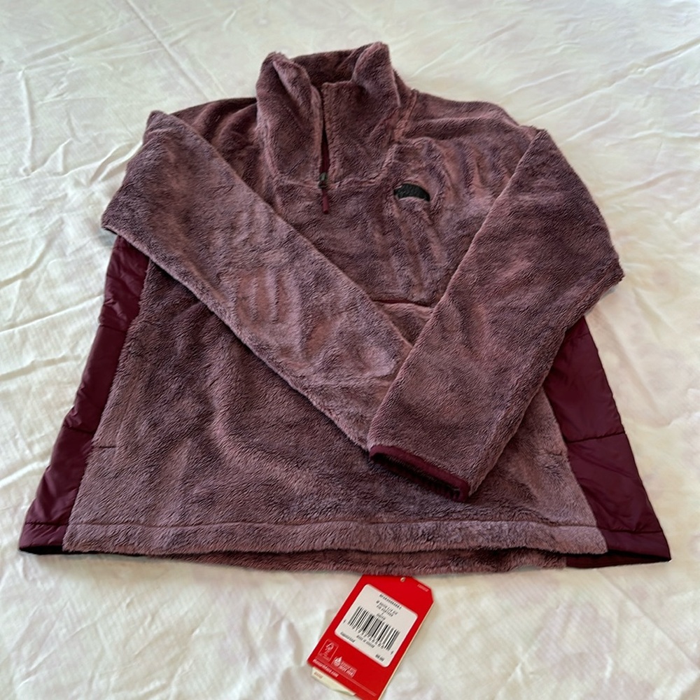 North Face Osito 1/4 Zip Fleece Pullover Jacket Large Fig Cabernet Heather